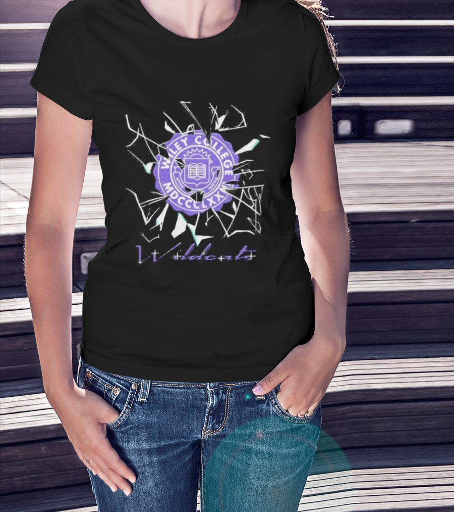 Wiley College Wildcats Seal Shattered Glass MDCCCXLII T-Shirt