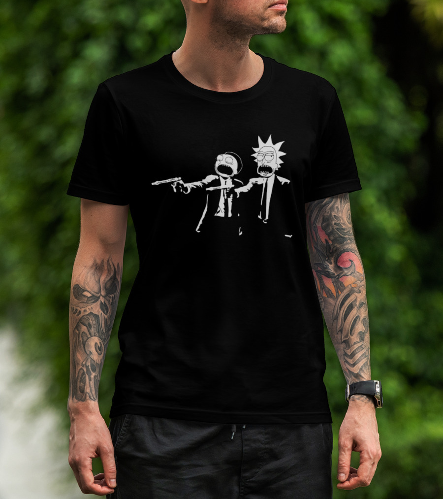 Rick And Morty Pulp Fiction Crossover Adult Swim T-Shirt