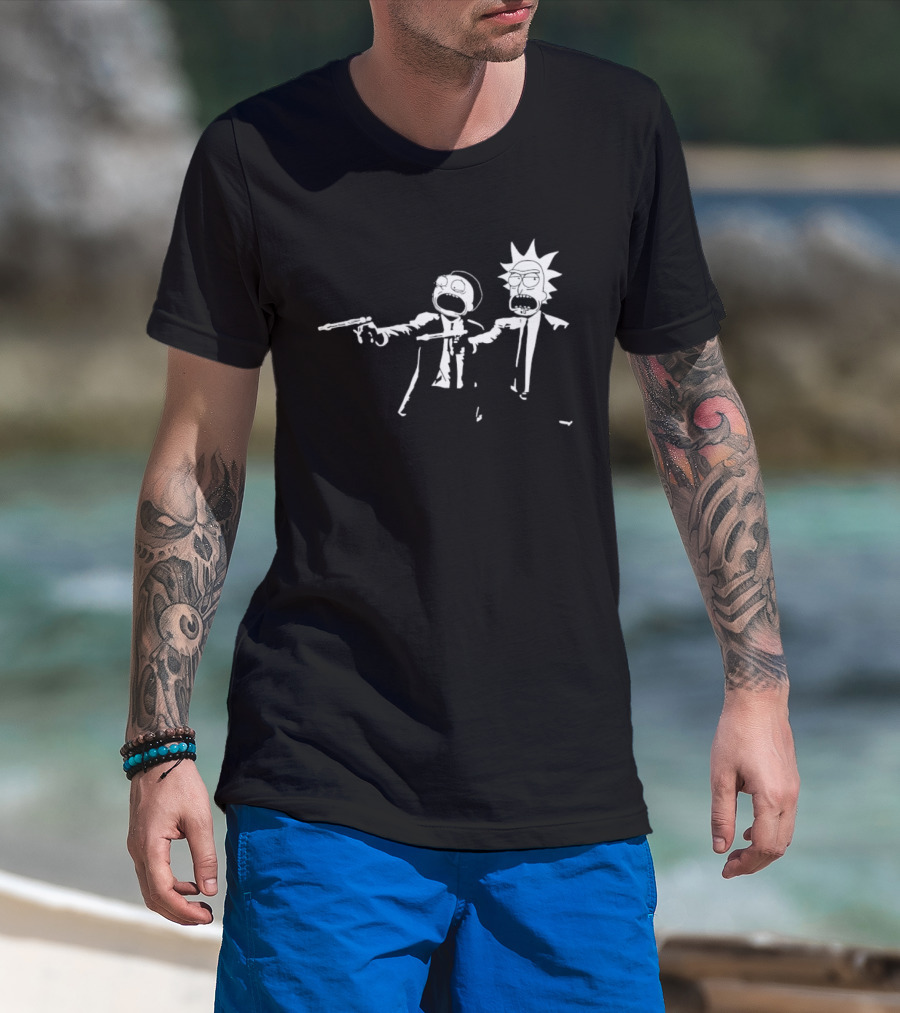 Rick And Morty Pulp Fiction Crossover Adult Swim T-Shirt