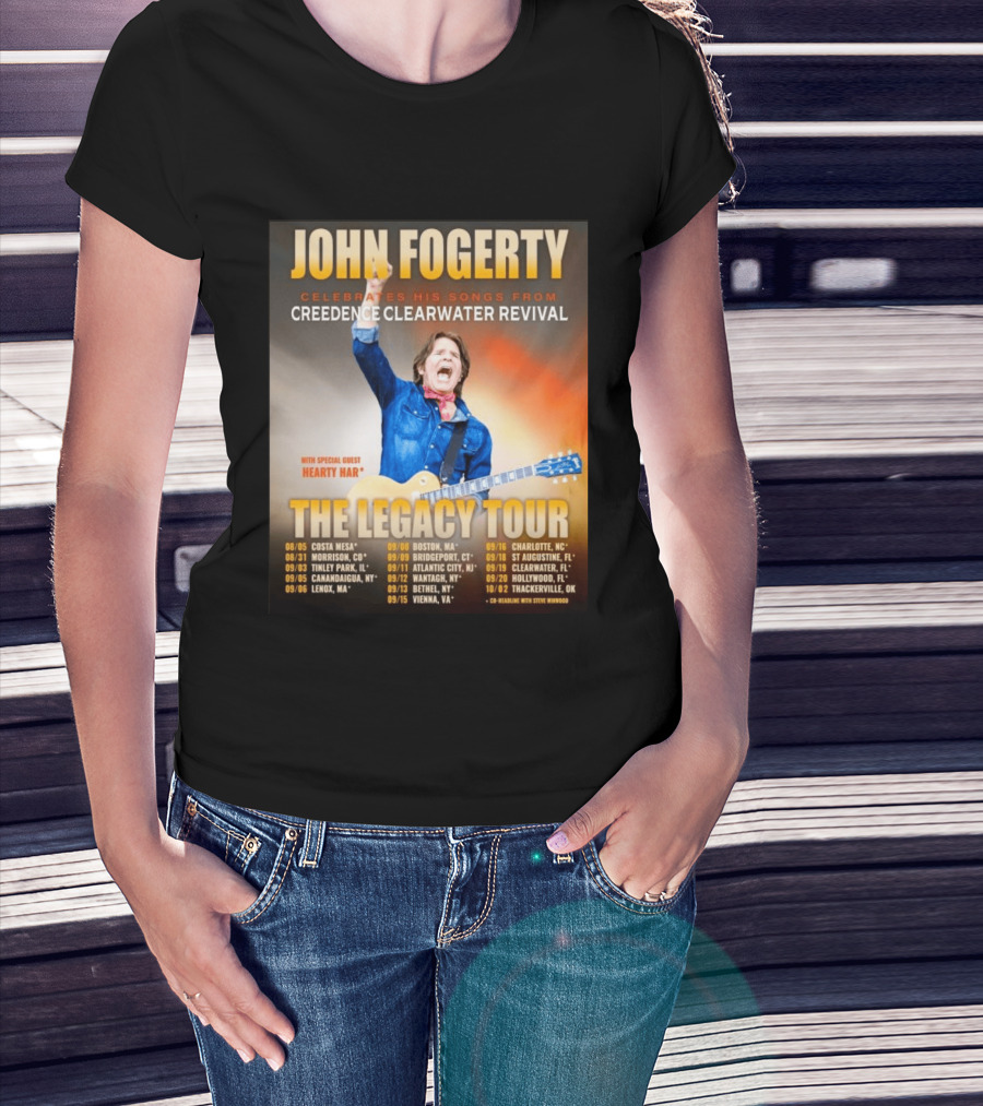 John Fogerty Celebrates His Songs From Creedence Clearwater Revival The Legacy Tour With Hearty Har Dates And Locations T-Shirt