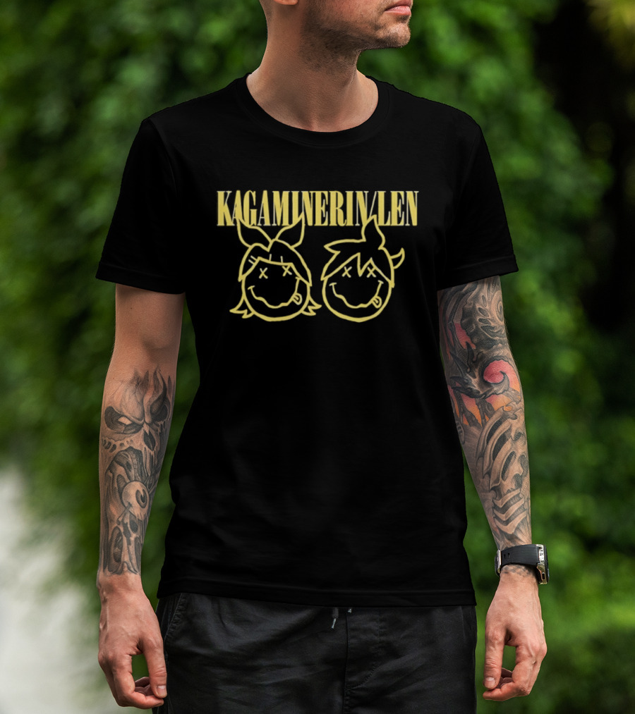 Kagamine Rin Len Smiley Face Vocaloid Icons Yellow T-Shirt