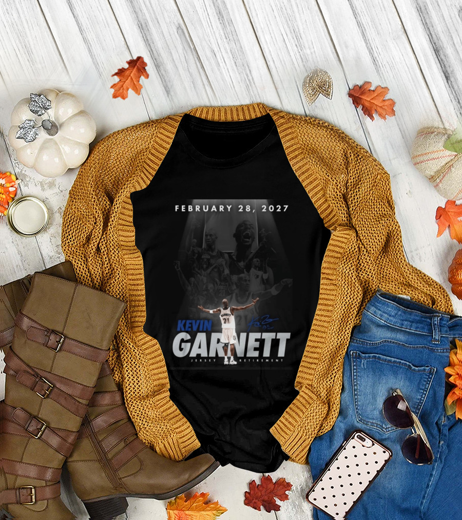 Kevin Garnett February 28 2027 Jersey Retirement T-Shirt
