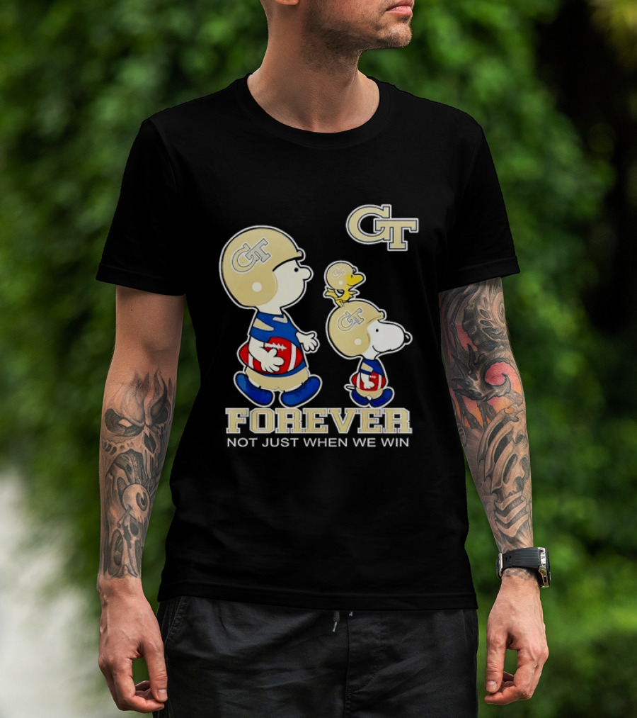 Snoopy Woodstock Charlie Brown Georgia Tech Yellow Jackets Forever Not Just When We Win T-Shirt