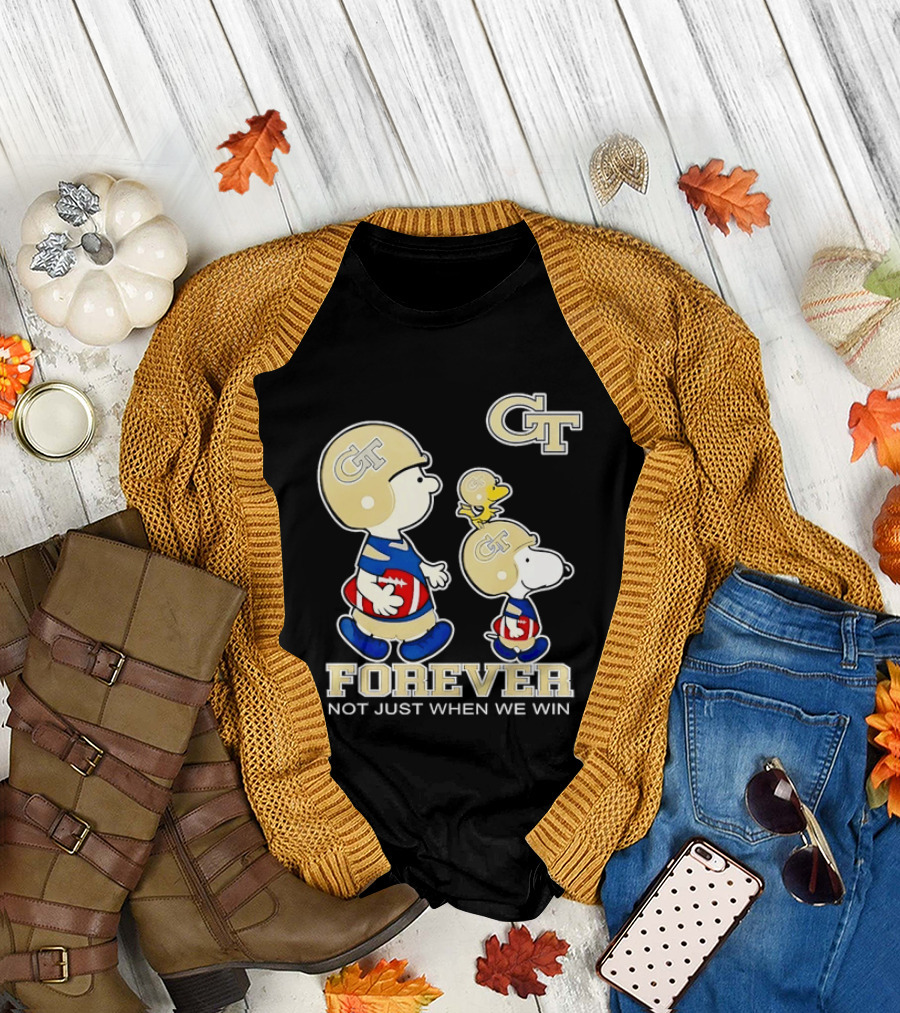 Snoopy Woodstock Charlie Brown Georgia Tech Yellow Jackets Forever Not Just When We Win T-Shirt