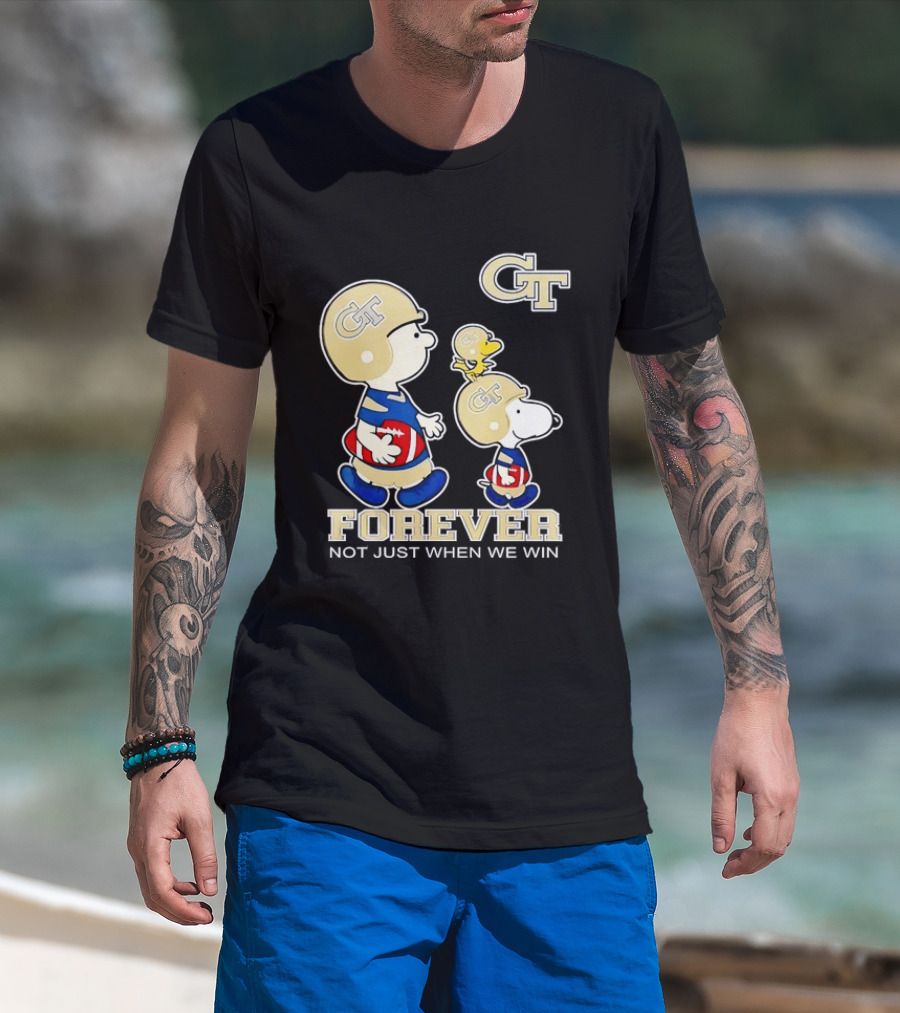 Snoopy Woodstock Charlie Brown Georgia Tech Yellow Jackets Forever Not Just When We Win T-Shirt