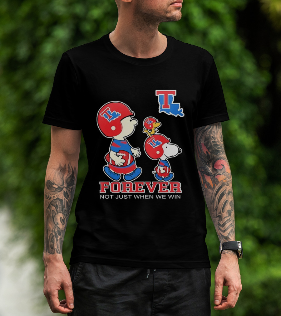 Charlie Brown Snoopy Woodstock Louisiana Tech Bulldogs Forever Not Just When We Win T-Shirt