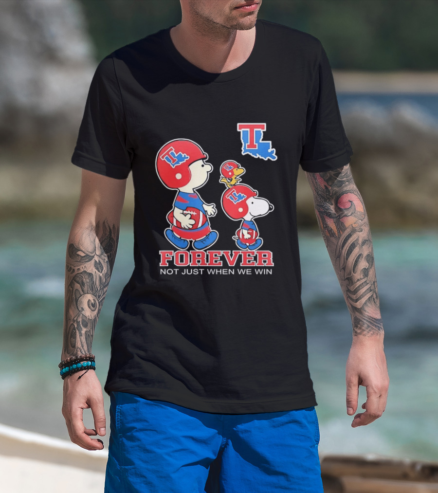 Charlie Brown Snoopy Woodstock Louisiana Tech Bulldogs Forever Not Just When We Win T-Shirt