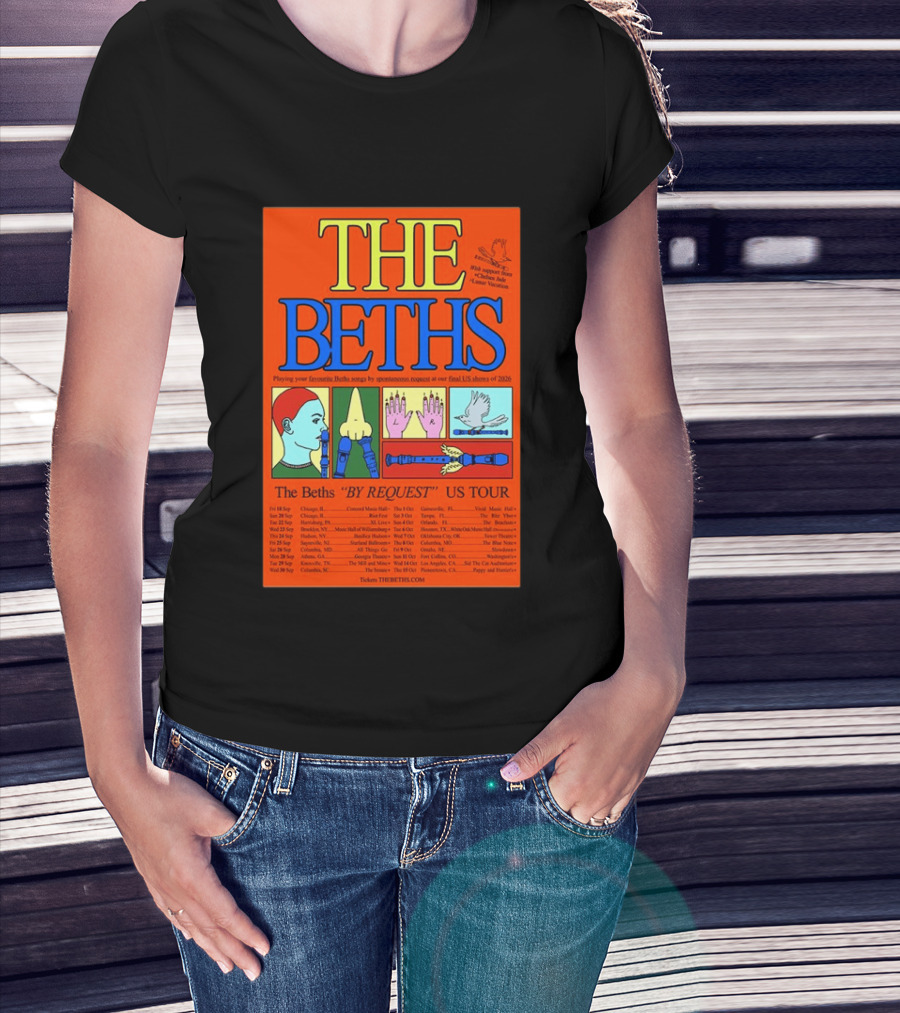 The Beths By Request US Tour 2026 Final Shows With Hands And Musical Notes T-Shirt