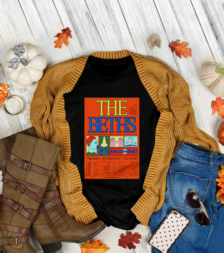 The Beths By Request US Tour 2026 Final Shows With Hands And Musical Notes T-Shirt