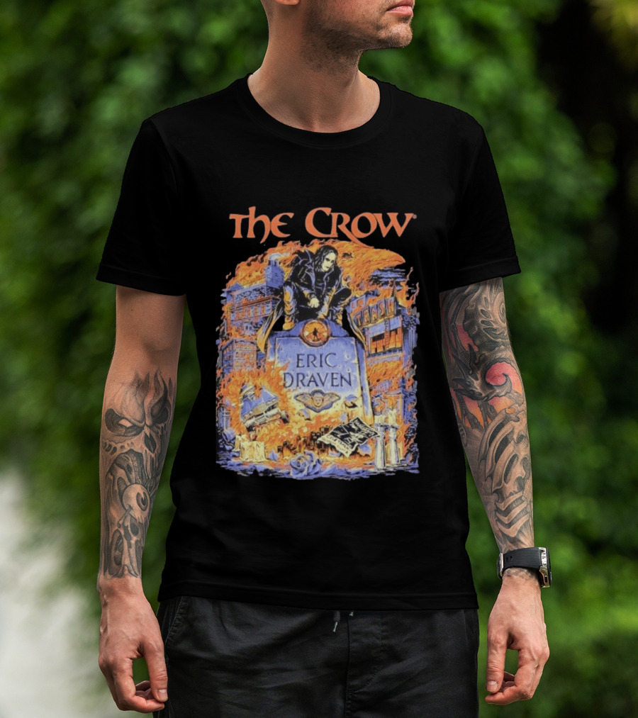 The Crow Eric Draven Devil's Night Trash City Buildings Flames T-Shirt