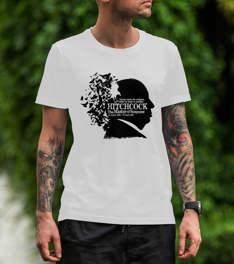 Alfred Hitchcock The Master Of Suspense Silhouette Birds 1899 1980 T-Shirt