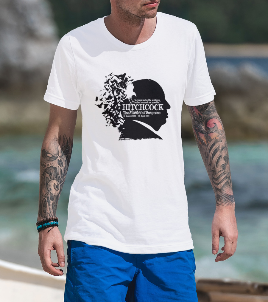 Alfred Hitchcock The Master Of Suspense Silhouette Birds 1899 1980 T-Shirt