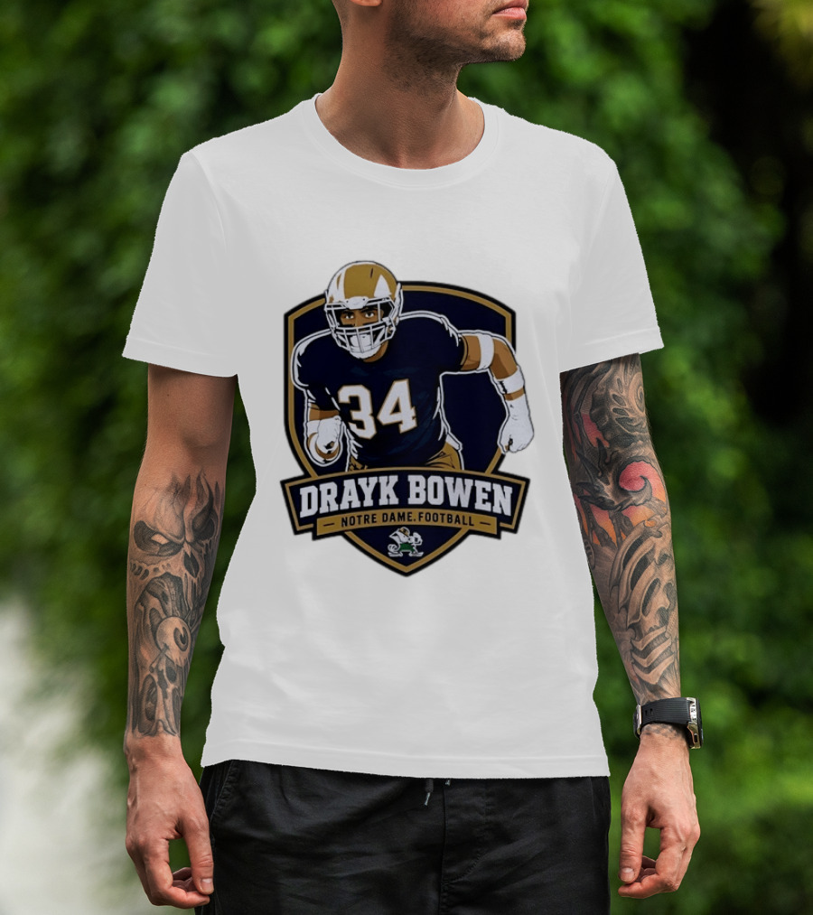 Drayk Bowen Notre Dame Football 34 Fighting Irish NCAA T-Shirt