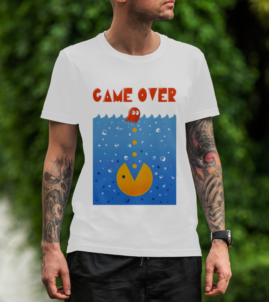 Pac Man Game Over Underwater Ghost Retro Gaming T-Shirt