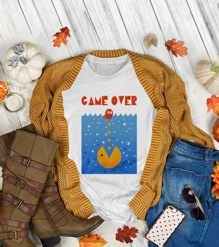 Pac Man Game Over Underwater Ghost Retro Gaming T-Shirt
