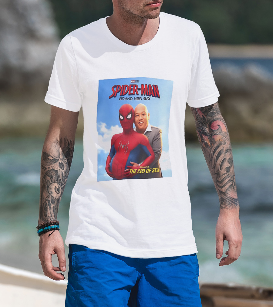 Spider Man Brand New Gay Starring The CEO Of Sex Marvel Studios T-Shirt