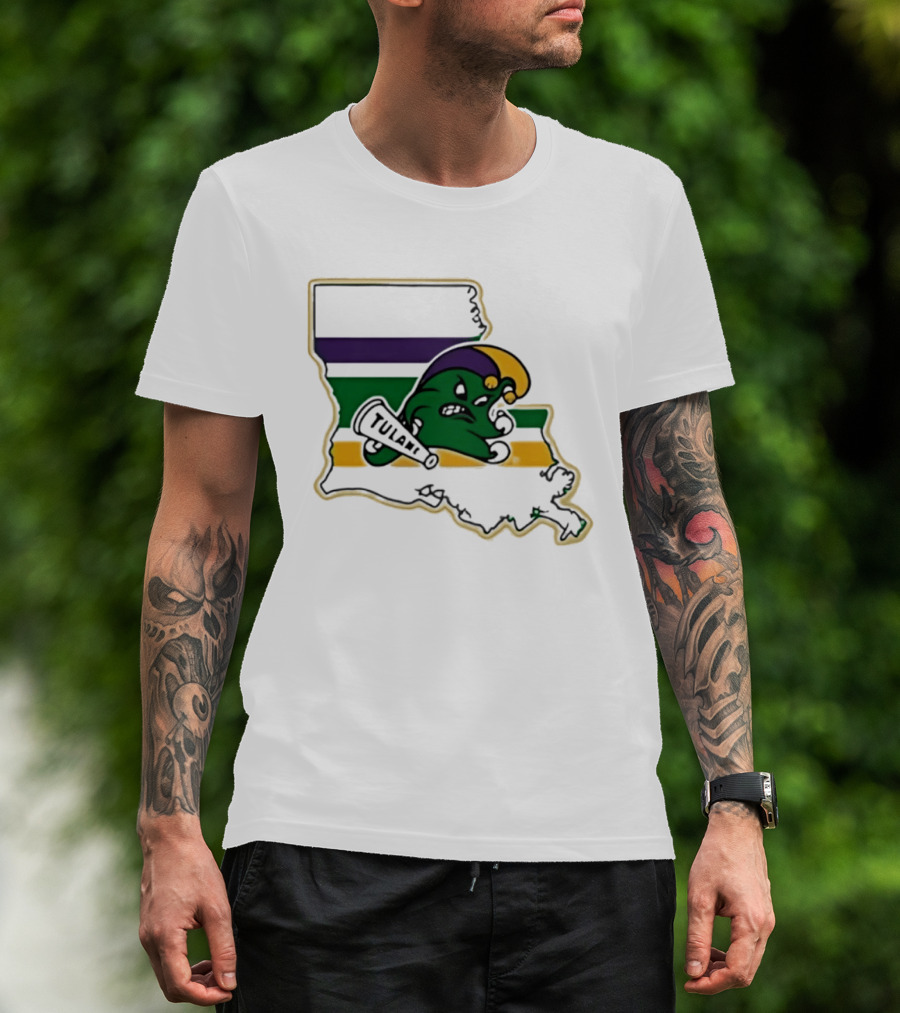Tulane Green Wave Louisiana Mardi Gras Map T-Shirt