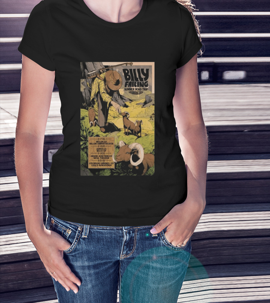 Billy Failing Summer Road Trip Colorado 2026 Grand Junction Lulu's Downtown Meadow Park Theater Dillon Amphitheater T-Shirt