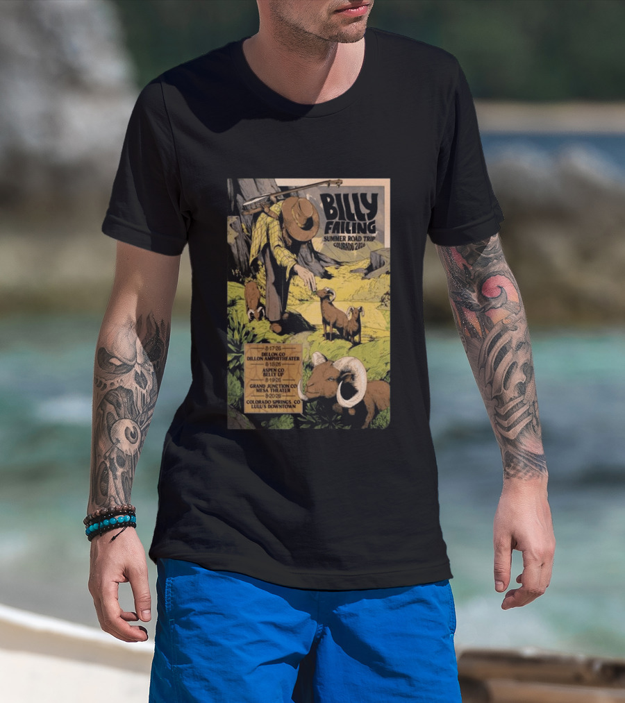 Billy Failing Summer Road Trip Colorado 2026 Grand Junction Lulu's Downtown Meadow Park Theater Dillon Amphitheater T-Shirt