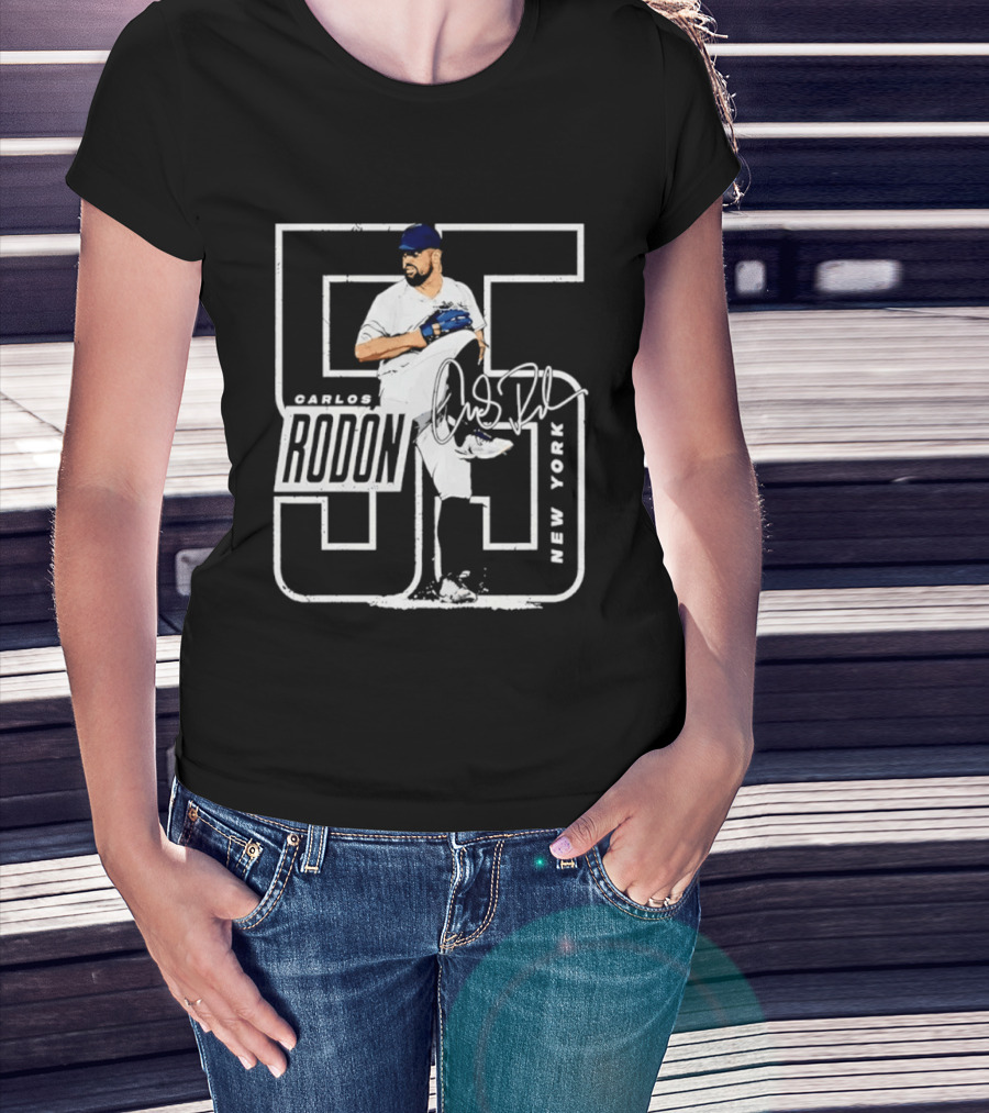 Carlos Rodon 55 New York Yankees Pitcher Signature Distressed T-Shirt