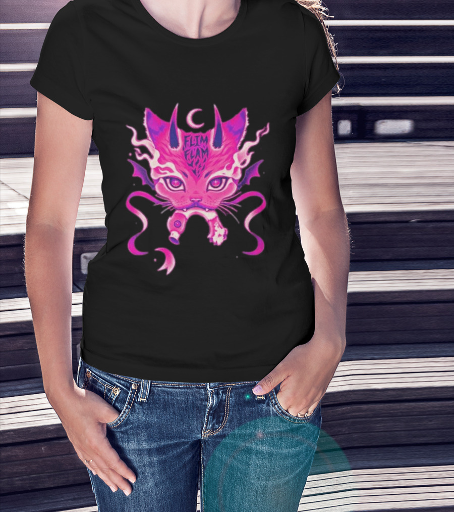 Flim Flam Flamingo DevilCat Fantasy T-Shirt