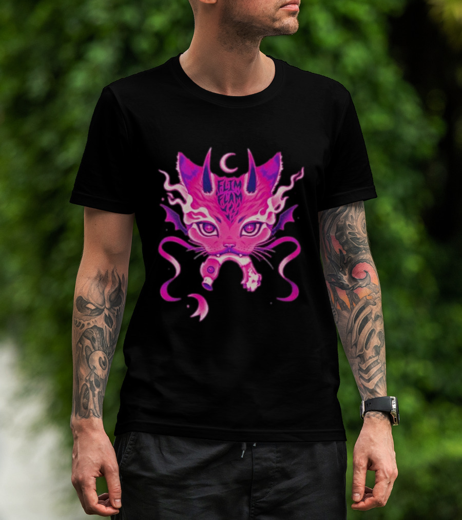 Flim Flam Flamingo DevilCat Fantasy T-Shirt