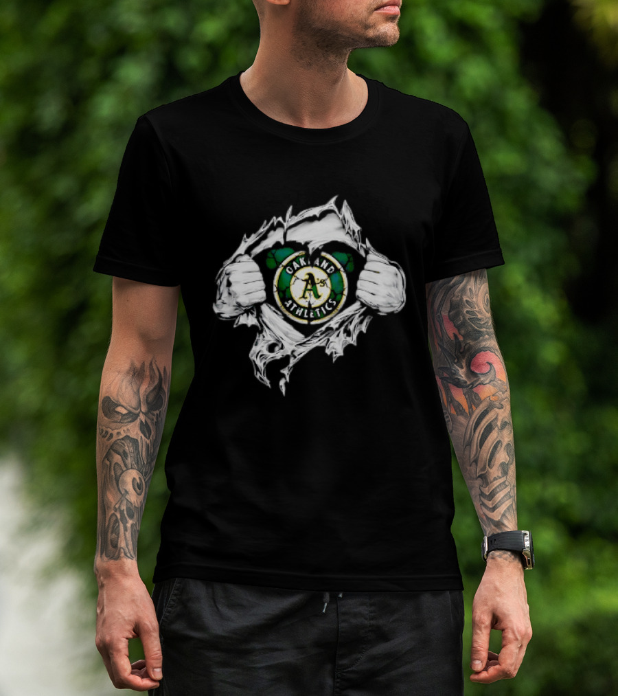 Oakland Athletics Ripped Chest A's MLB Team Spirit T-Shirt