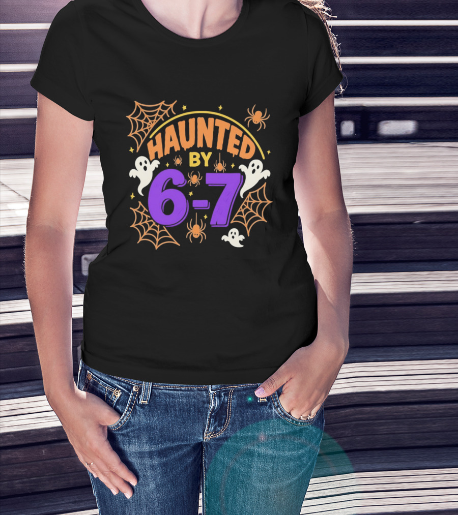 Haunted By 6 7 Ghosts Spiders And Webs Halloween T-Shirt