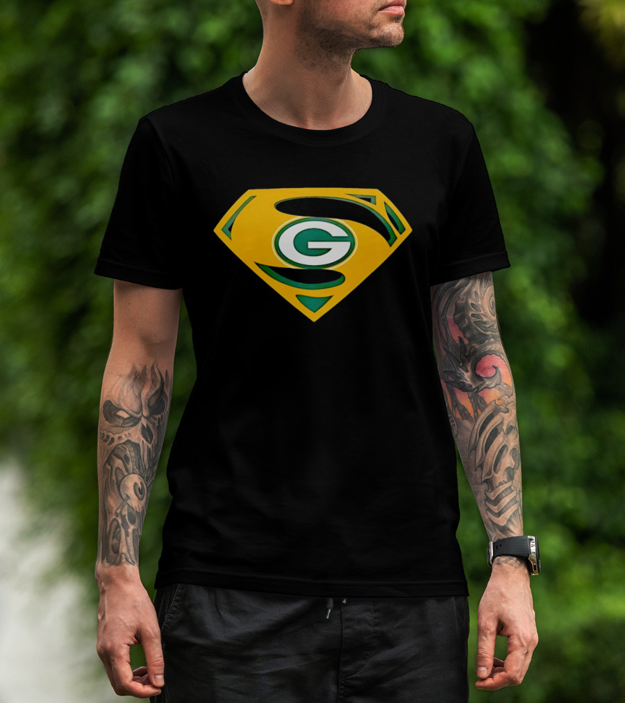 Green Bay Packers G In Superman Shield T-Shirt