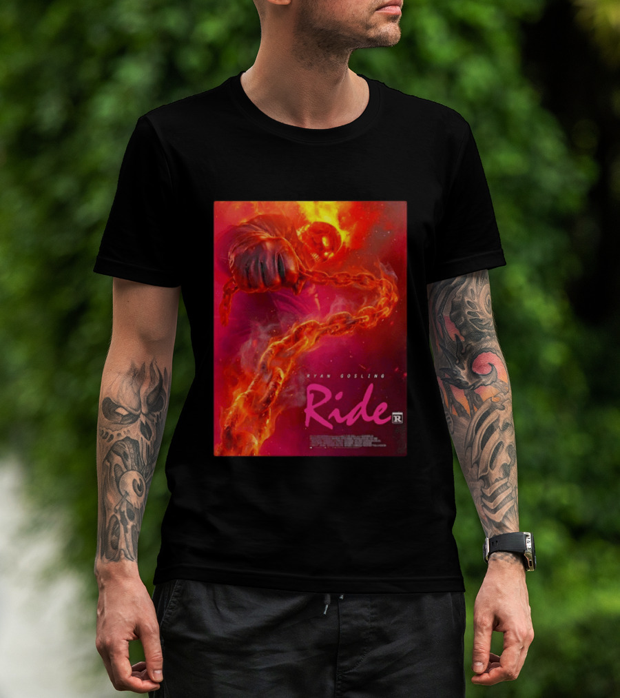Ryan Gosling Ride Movie Ghost Rider Flaming Chain Image T-Shirt