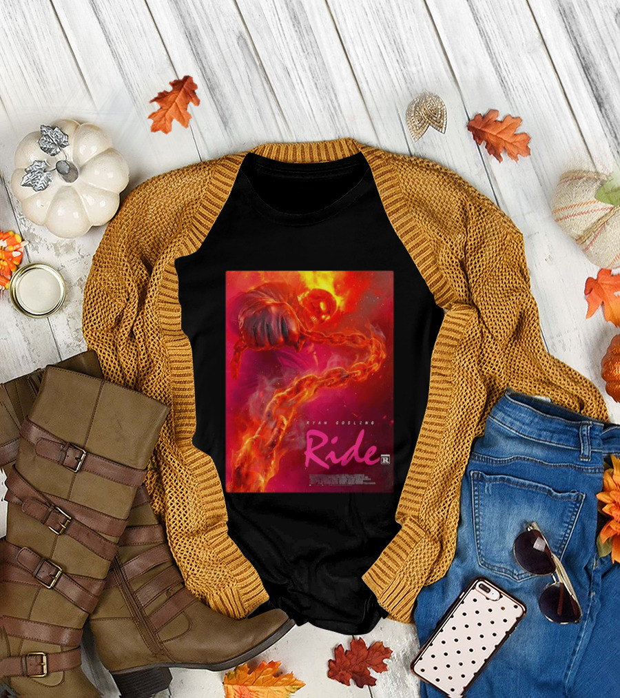 Ryan Gosling Ride Movie Ghost Rider Flaming Chain Image T-Shirt