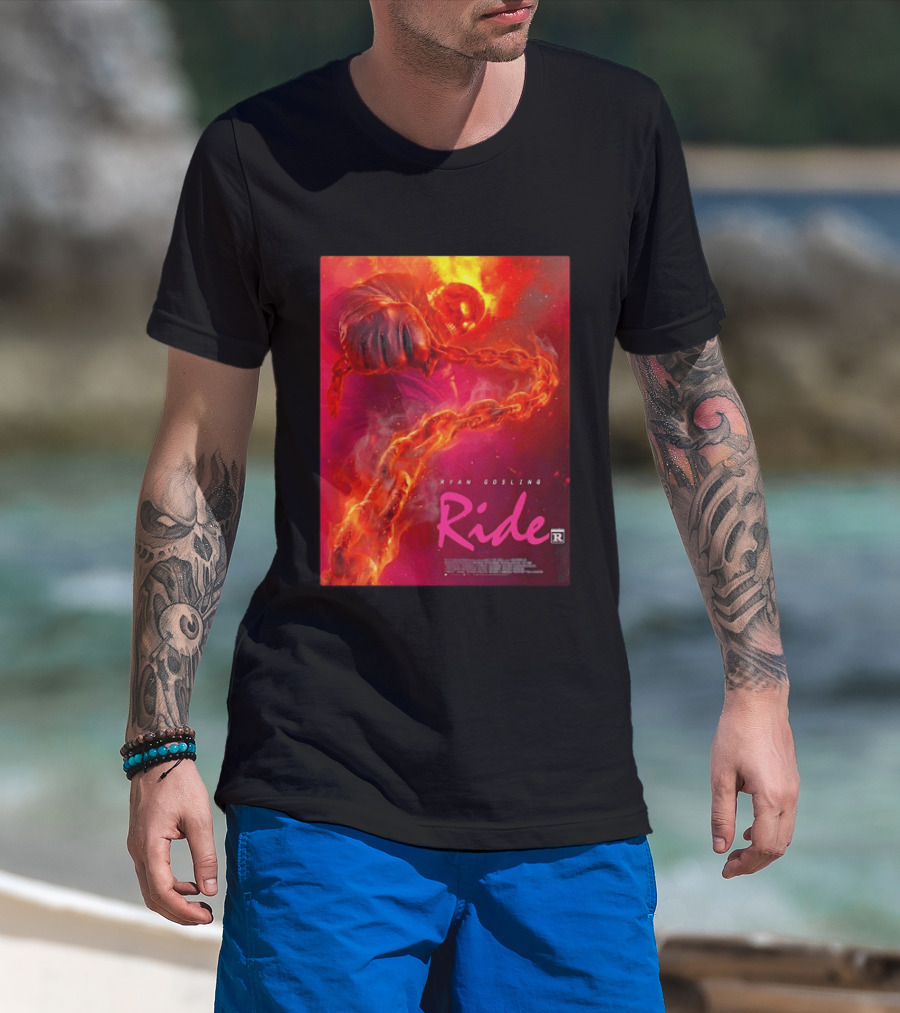 Ryan Gosling Ride Movie Ghost Rider Flaming Chain Image T-Shirt
