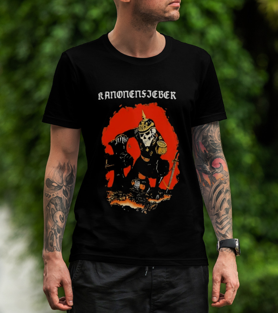 Kanonenfieber Skeleton Soldier Black Metal Warrior Artillery T-Shirt