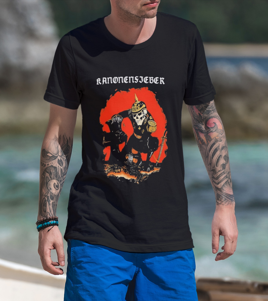 Kanonenfieber Skeleton Soldier Black Metal Warrior Artillery T-Shirt