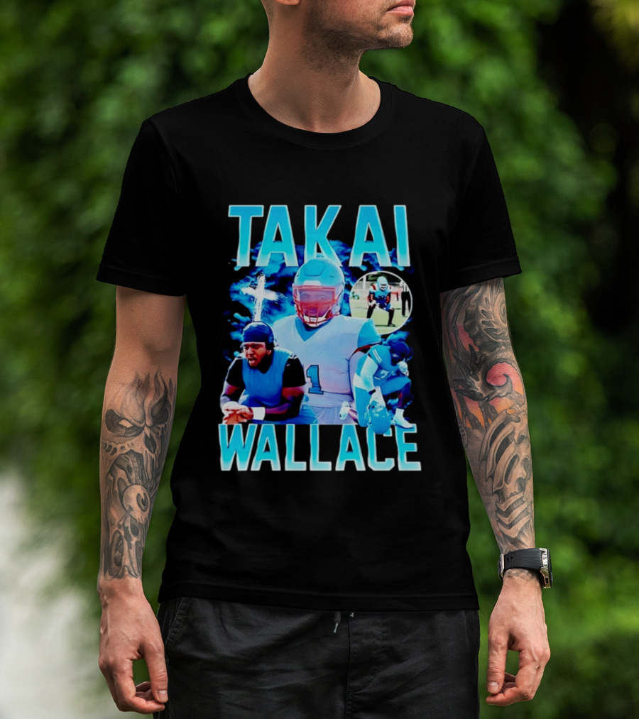 Takai Wallace Football Athlete Sports Action Collage T-Shirt