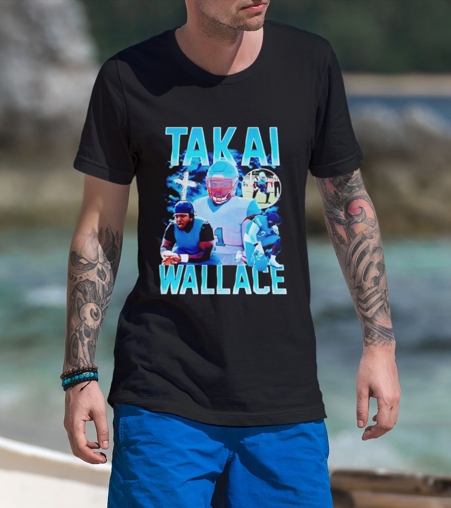 Takai Wallace Football Athlete Sports Action Collage T-Shirt