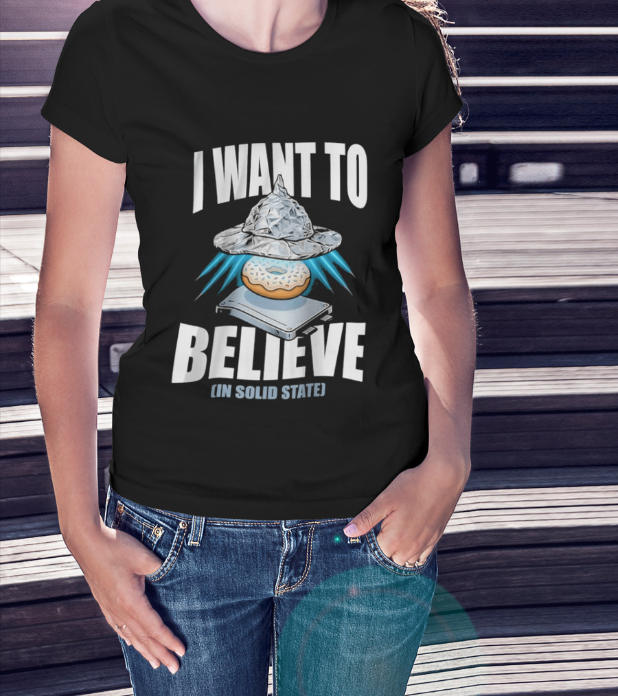 I Want To Believe UFO Donut In Solid State T-Shirt