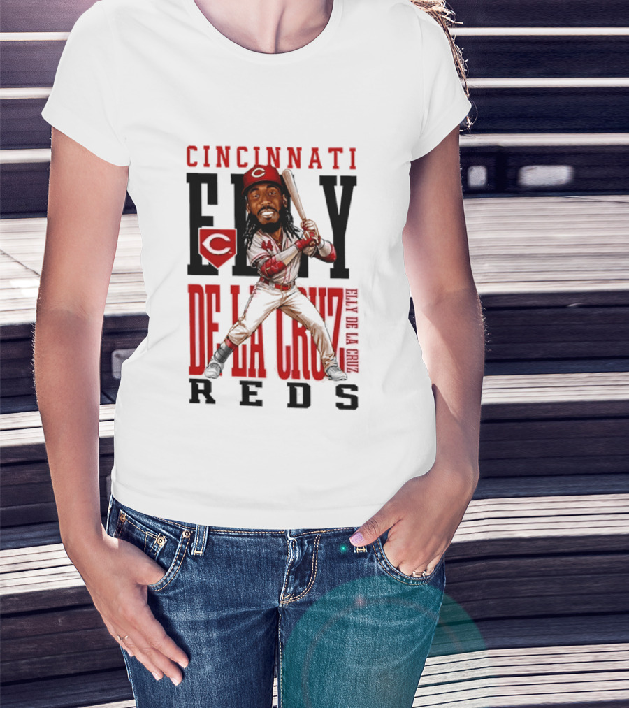 Cincinnati Reds Elly De La Cruz Baseball Caricature T-Shirt