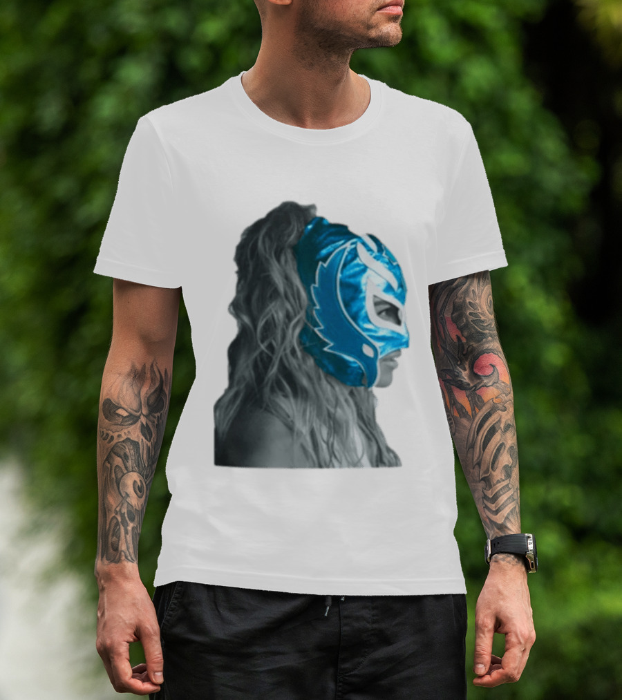 Karol G Store Limited Edition Cream Blue Luchador Mask T-Shirt