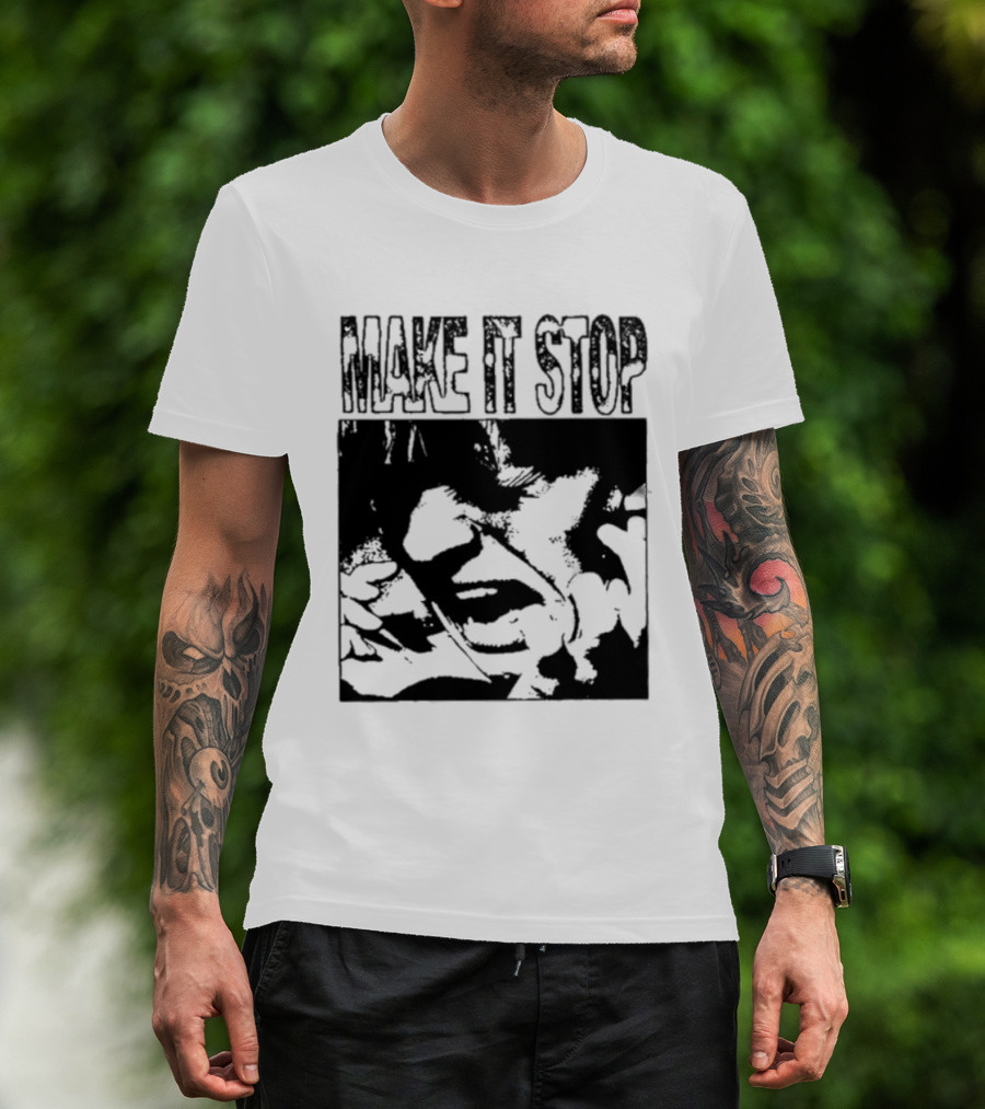 Make It Stop Scream Distress Anxiety Black And White T-Shirt