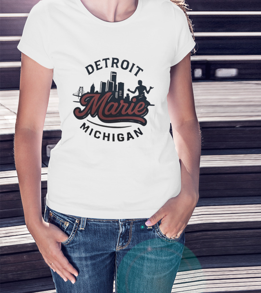 Detroit Michigan Marie Skyline T-Shirt