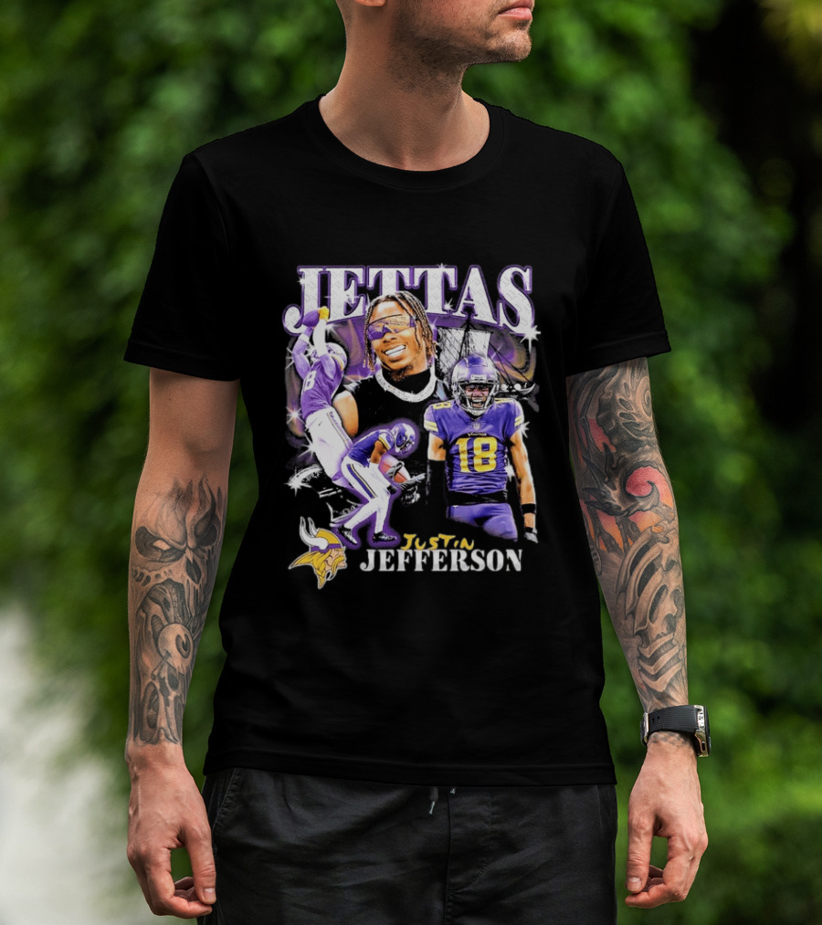 Fanatics Black Jettas Justin Jefferson Minnesota Vikings Notorious Player T-Shirt