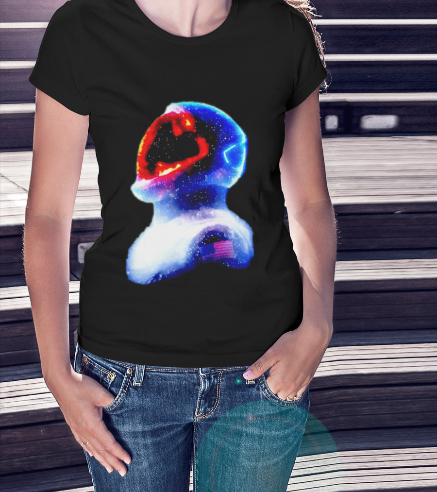 Galaxy Astronaut With American Flag Space Cosmic Adventure T-Shirt