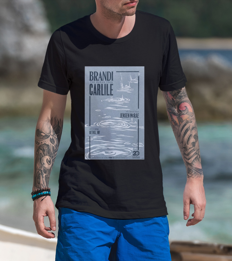 Brandi Carlile The Human Tour August 16 2026 Bethel Ny With Special Guest Jensen Mcrae Woodstock 20 Years Bethelwoods 1969 T-Shirt