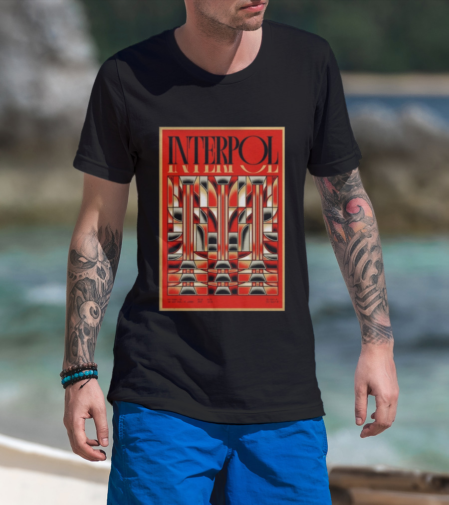 Interpol August 15 2026 San Diego CA Geometric Art Deco Concert T-Shirt