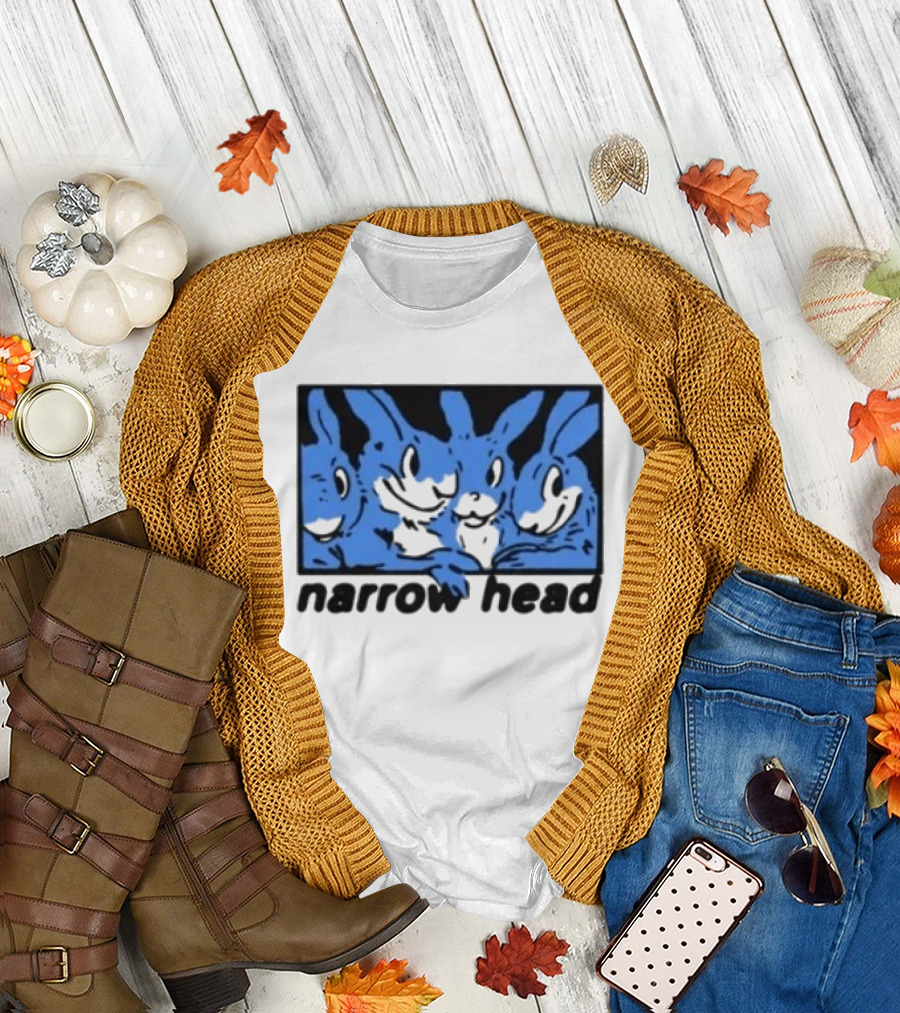 Narrow Head Four Rabbits Blue Black White T-Shirt