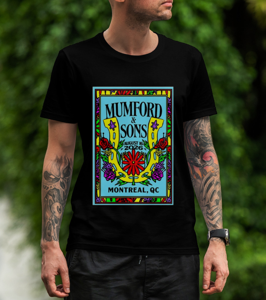 Mumford And Sons August 16 2026 Montreal QC Colorful Floral Concert T-Shirt