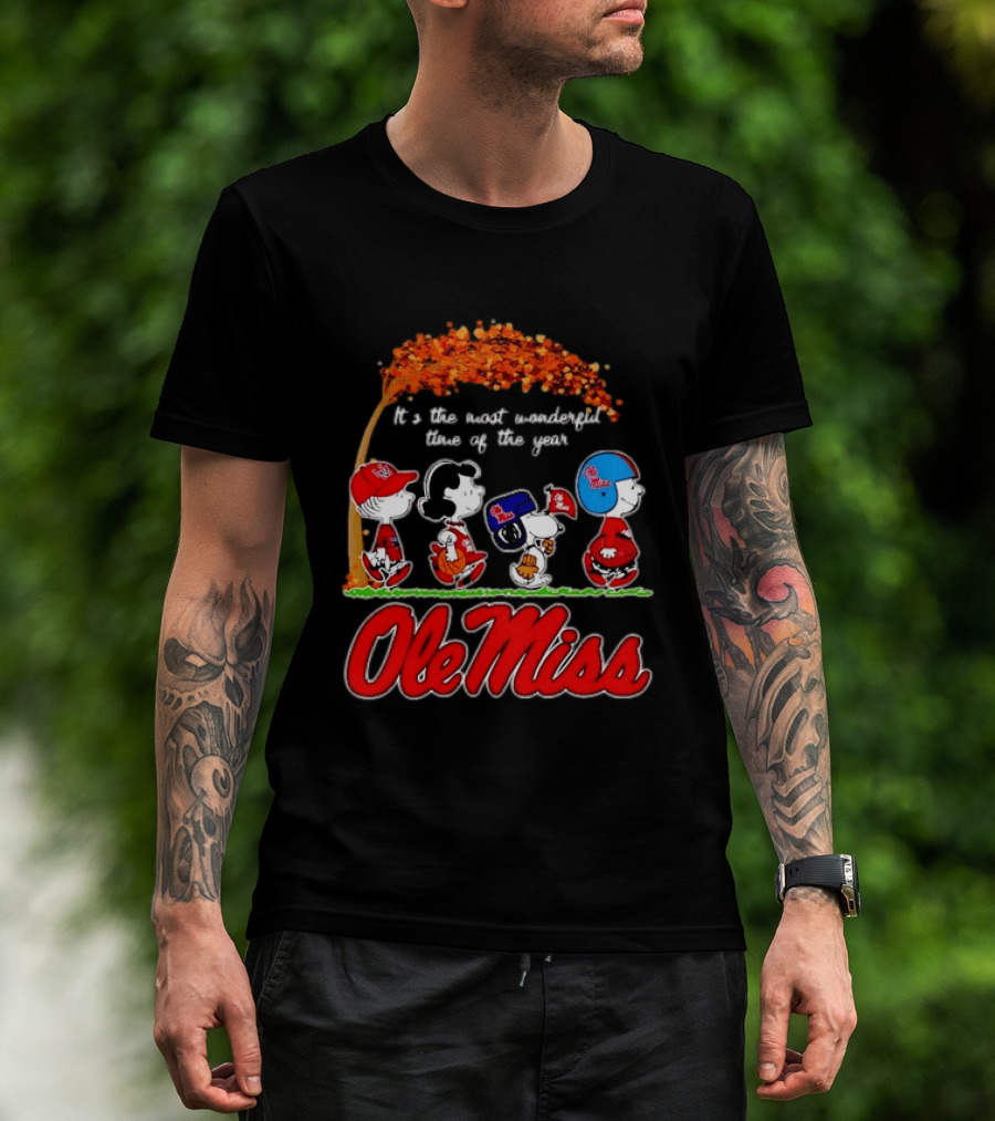 Ole Miss Rebels Peanuts Characters Most Wonderful Time Of The Year T-Shirt
