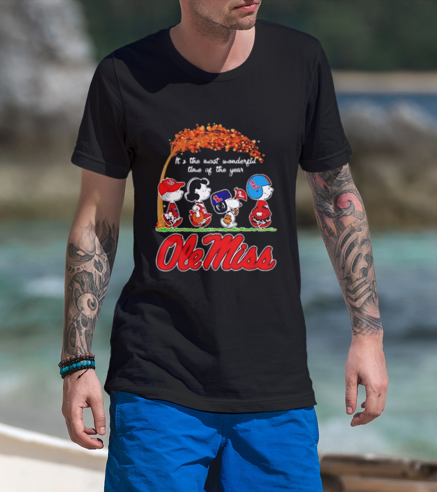 Ole Miss Rebels Peanuts Characters Most Wonderful Time Of The Year T-Shirt