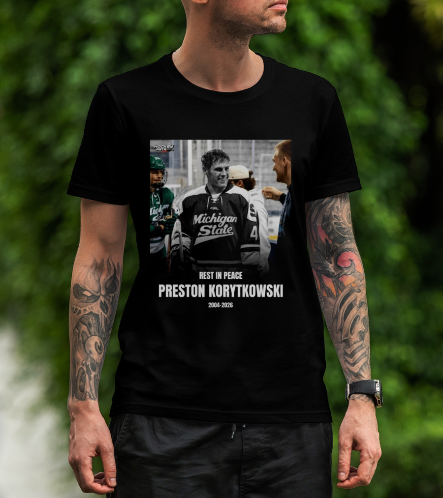 Rest In Peace Preston Korytkowski 2004 2026 Michigan State Hockey T-Shirt